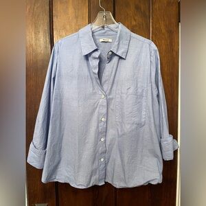 Madewell Button-Up Shirt Blue Size XXL Easy Y-Neck